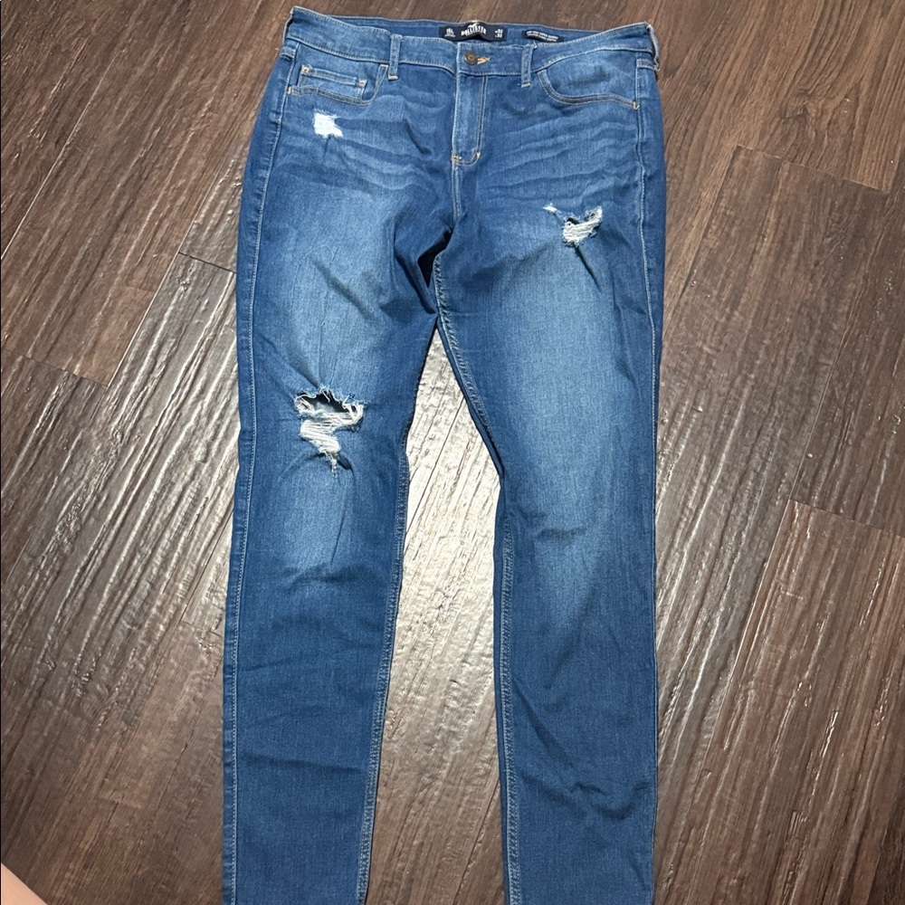 Hollister Blue Distressed Skinny Jeans